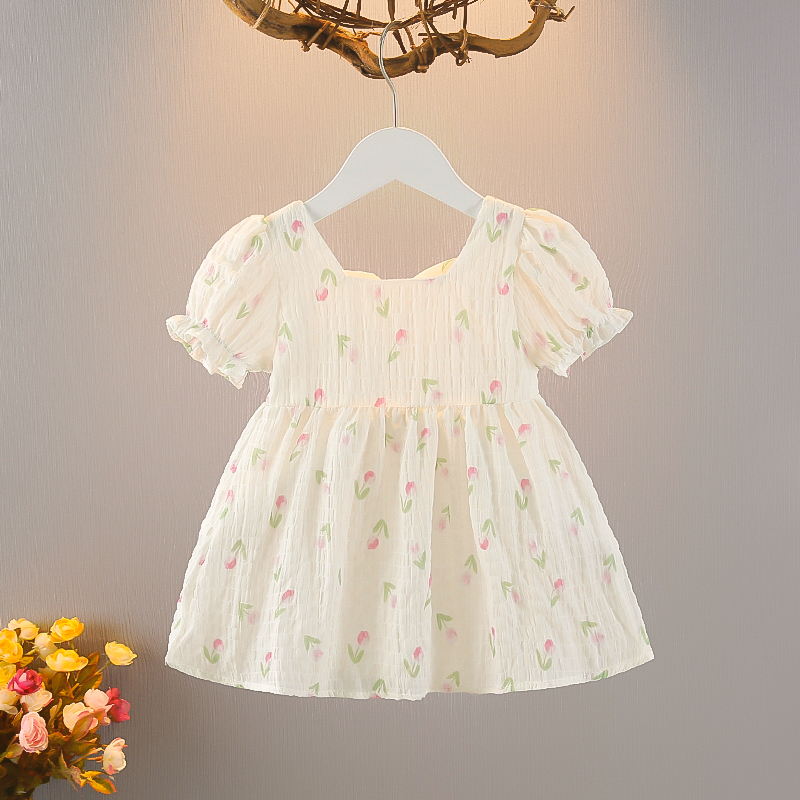女童夏季连衣裙0-1-2岁女宝宝洋气儿童碎花裙子8个月小女孩公主裙