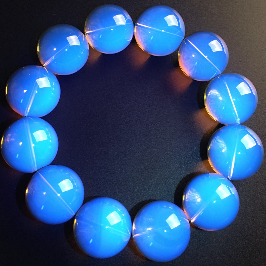 49.52克 19.6mm【3a级净水】大颗梦幻蓝珀手链 6754529 - 拍卖