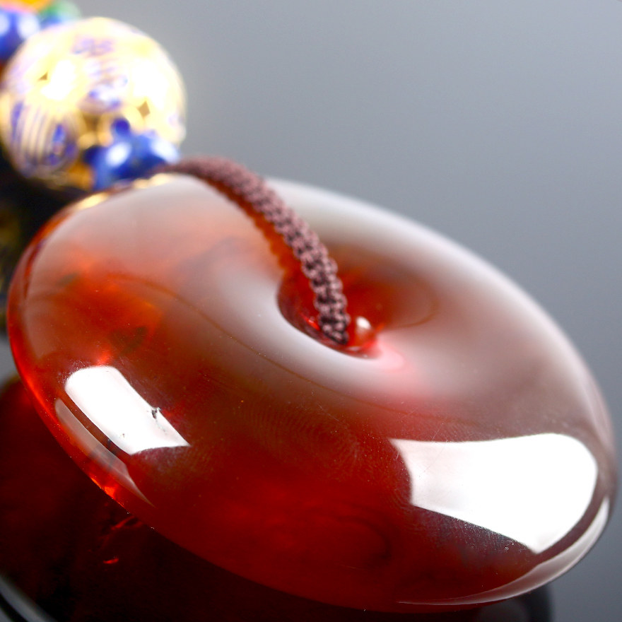 113.14克 62mm(含链)霸气大颗琥珀平安扣挂件 9824237