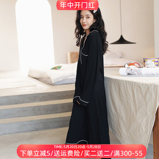 莫代尔衬衫睡裙女春秋冬季性感大码长款过膝家居服带胸垫2023新款