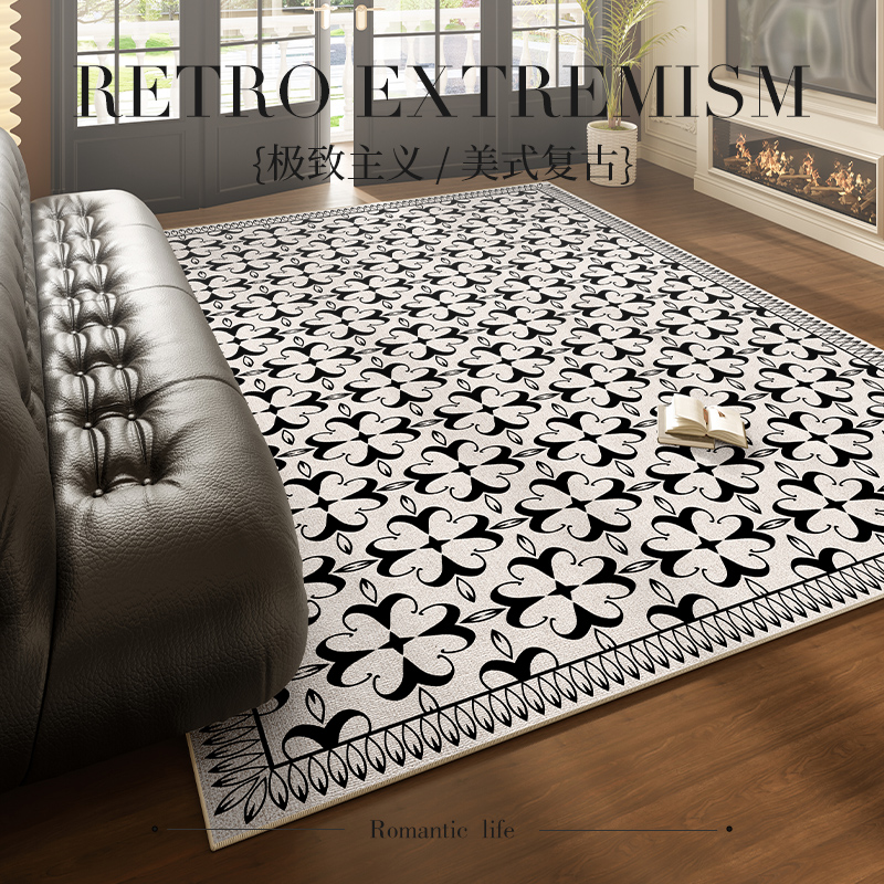 客厅地毯美式复古秋冬茶几地垫防水免打理卧室家用床边毯加厚防滑
