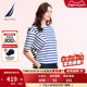 NAUTICA/诺帝卡女装24夏季新品全棉一字领时尚撞色条纹T恤42TM06