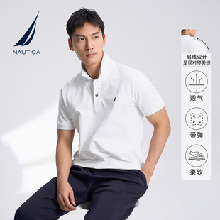 NAUTICA/诺帝卡夏季男士商务休闲透气短袖翻领T恤宽松polo衫男