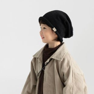 韩系儿童帽子秋冬款时尚男童堆堆帽女童针织冷帽宝宝毛线帽套头帽