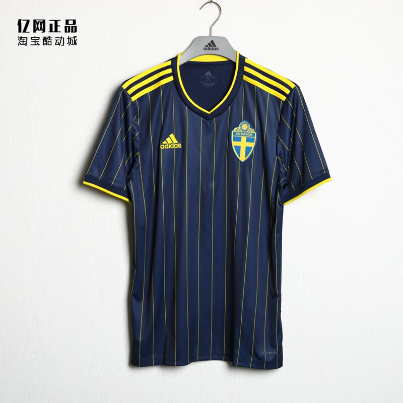 adidas 阿迪达斯 欧洲杯瑞典国家队客场球迷版足球服球衣 fh7618