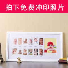 创意欧式宝宝成长周岁纪念礼物相框 实木摆台挂墙记录白色相架