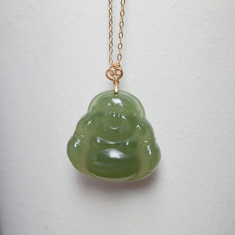 洋洋粉丝专享xl921碧玉玉佛吊坠项链