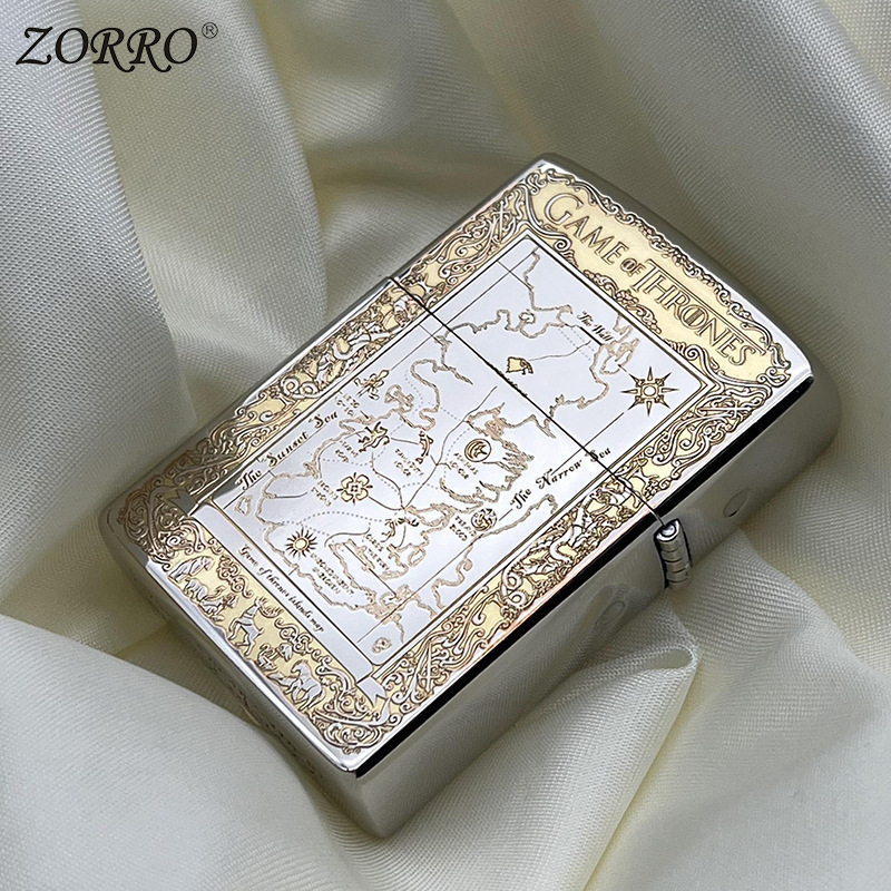 zorro佐罗902s紫铜五面深雕斑马豹子个性防风砂轮创意煤油打火机 原价