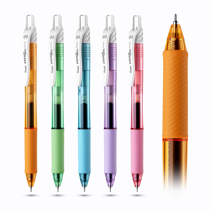 日本pentel派通|bln105透明彩杆|ener gel速干中性水笔|考试速记