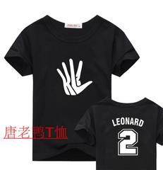 夏季马刺2号莱纳德球衣男女纯棉圆领伦纳德短袖T恤篮球运动半袖衫