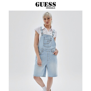 GUESS Originals  女士复古大口袋牛仔连体短裤-W3YG32D4XY0