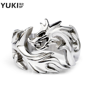 YUKI jewelry men''s exaggerated titanium steel ring body wave human index finger hipster nightclubs in Europe and America accessories