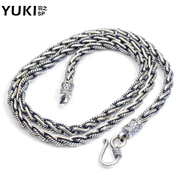 YUKI men rough vintage Thai silver necklace 925 Silver necklace long Korean version equipped with stylish night club chain