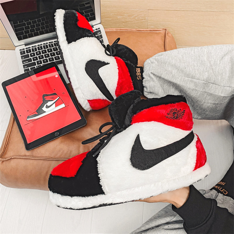 aj棉拖鞋男恶搞怪情侣a锥大棉鞋胖胖毛绒保暖家居冬季时尚毛拖鞋