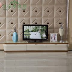 客厅现代简约电视柜白色烤漆地柜钢化玻璃带储物电视柜