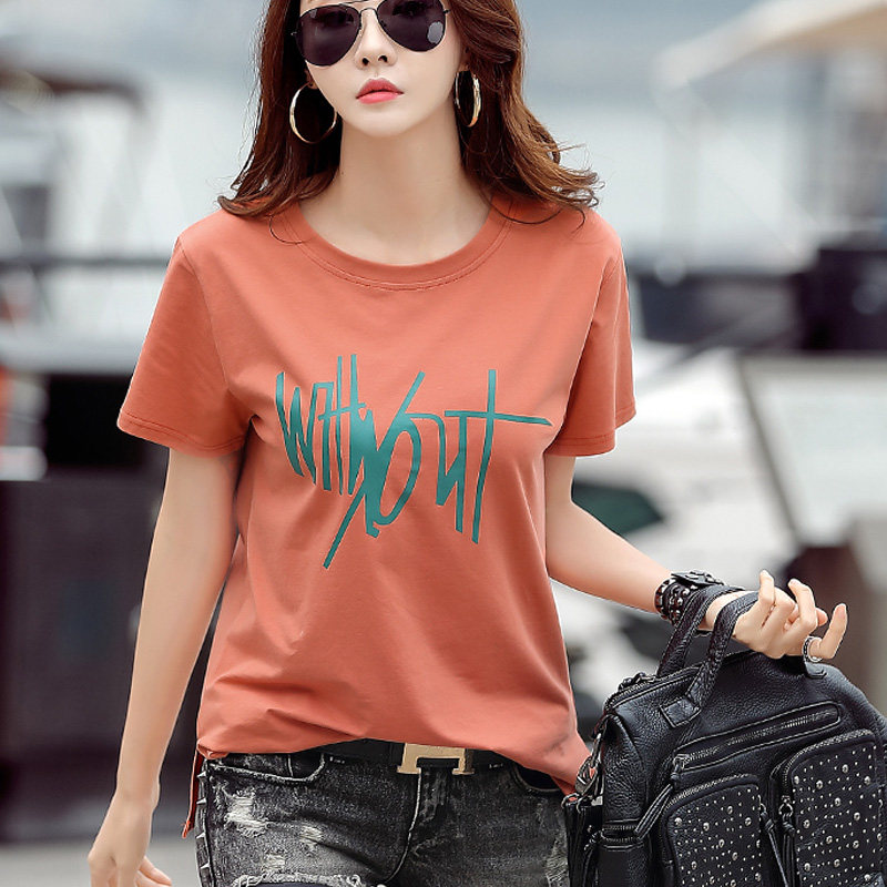 纯棉t恤女宽松短袖韩范2019新款夏季上衣百搭半截袖大码体恤衫潮
