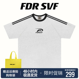FDR SVF美式复古重磅插肩短袖T恤男女潮流休闲宽松高街情侣体恤夏