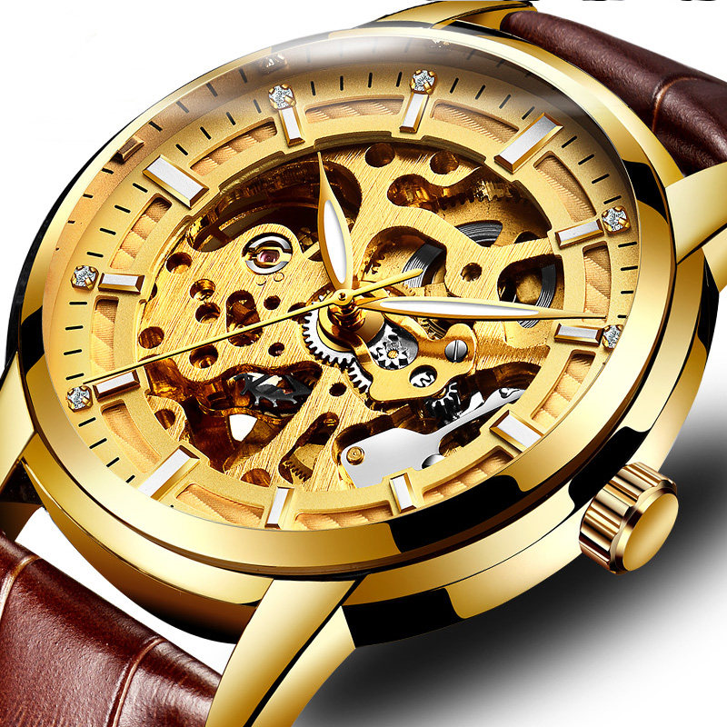 尊派手表男士全自动机械表男表镂空时尚潮流夜光防水休闲男手腕表