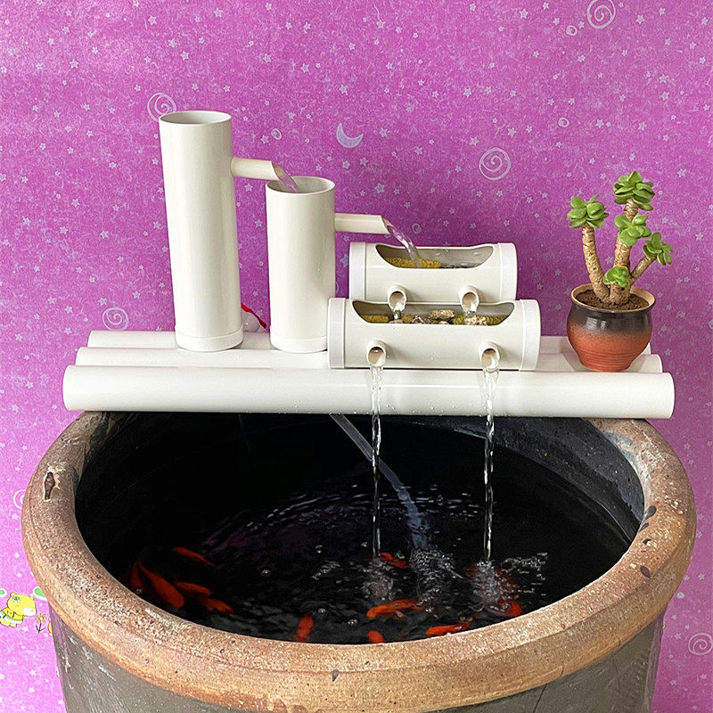 pvc鱼缸过滤系统低水位三合一净水缸养鱼瓷缸过滤器小型鱼池循环