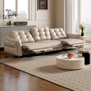 2024新款零靠墙电动功能真皮沙发小户型客厅直排可伸缩调节皮沙发