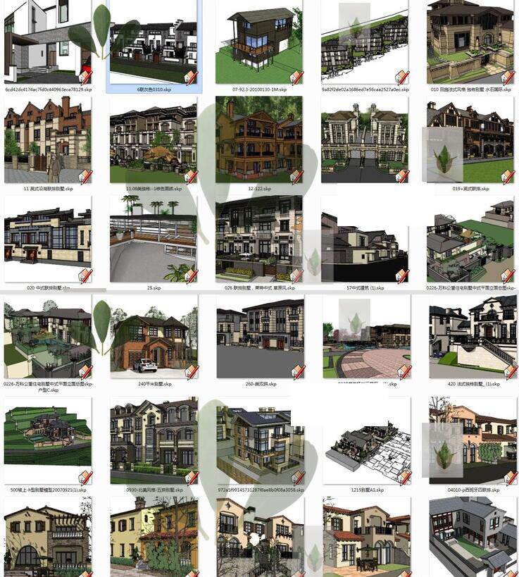 SU模型中式法式歐式西班牙英式別墅住宅公館會所建筑設(shè)計skp草圖 SU模型中式法式歐式西班牙英式別墅住宅公館會所建筑設(shè)計skp草圖