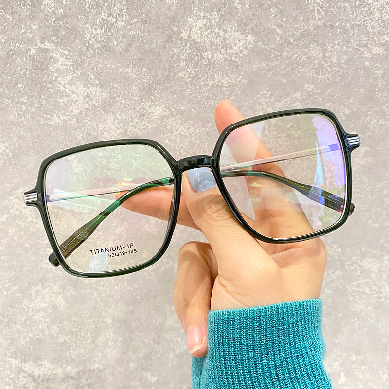 复古小框椭圆蓝绿色眼镜架小红书网红同款素颜平光眼镜凹造型女士