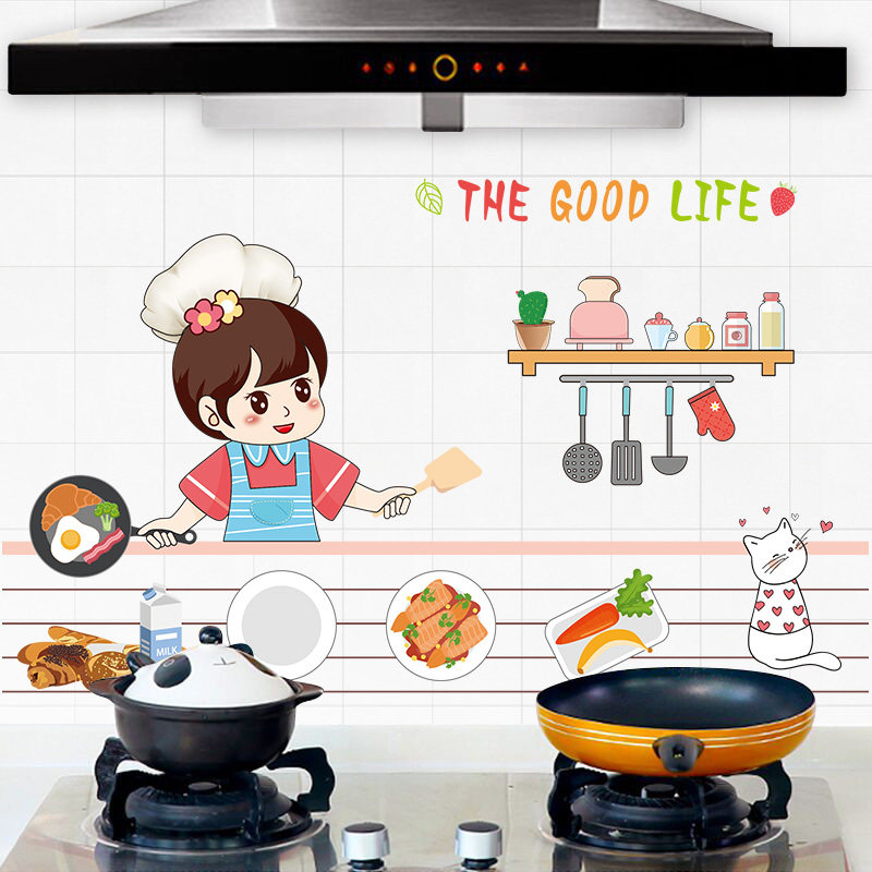 厨房防油贴纸防水透明灶台油烟机家用耐高温瓷砖装饰柜台墙贴自粘