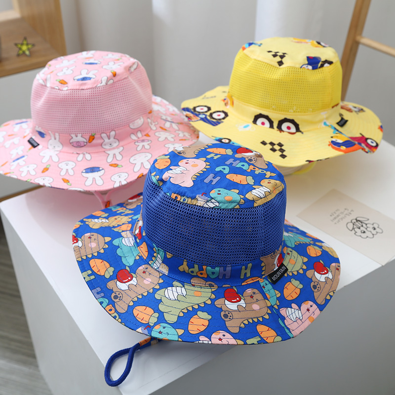 儿童防晒帽子夏季男童女宝宝网格太阳帽薄款大帽檐婴儿外出遮阳帽