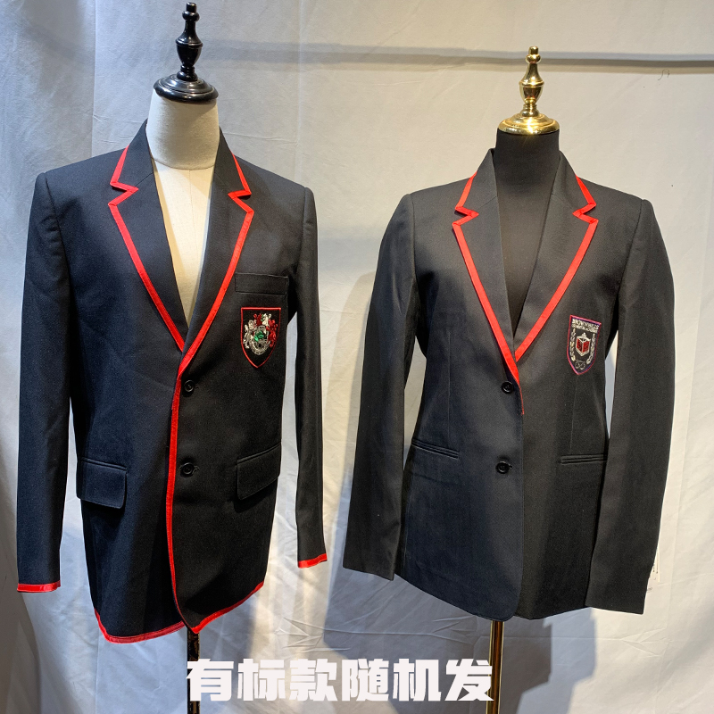 出口原单校园款西服学生装休闲学院jk西服复古刺绣oversize西装