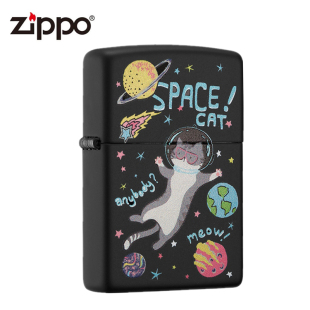 官方正品zippo芝宝打火机正版zip个性太空猫哑漆背包客送男友zppo