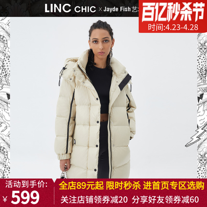 LINC金羽杰“艺术家合作系列”2021冬中长款羽绒服女Y21883521Y