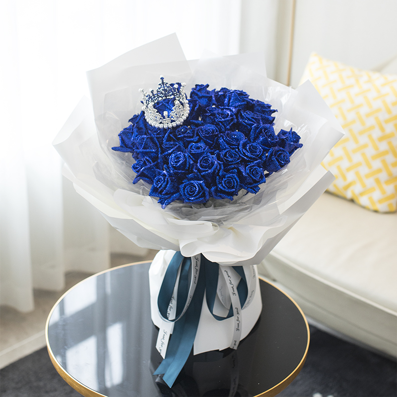 蓝色玫瑰花束真实图片
