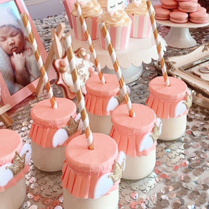 生日派对宝宝满月百日宴甜品台饮品五角星翅膀布丁瓶装饰插件优惠券