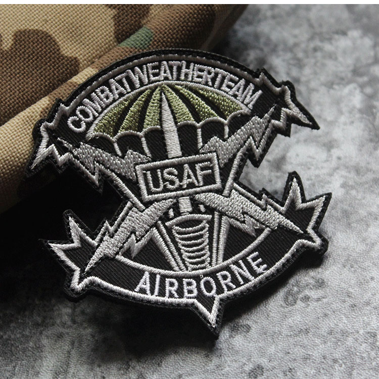 全刺绣usaf 空降兵臂章刺绣魔术贴臂章美国空军airborne 配送毛面