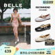 郭碧婷同款百丽浮光芭蕾女2025夏季平底单鞋银色玛丽珍晚晚鞋子