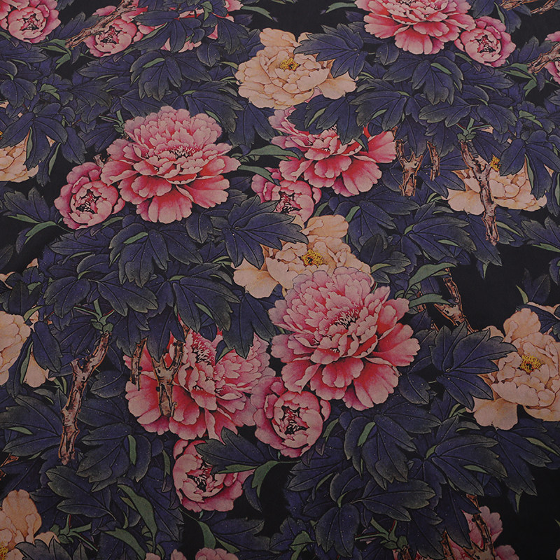 潇红玉翠 41姆重缎真丝香云纱布料重磅香云纱拷莨面料中式旗袍裙