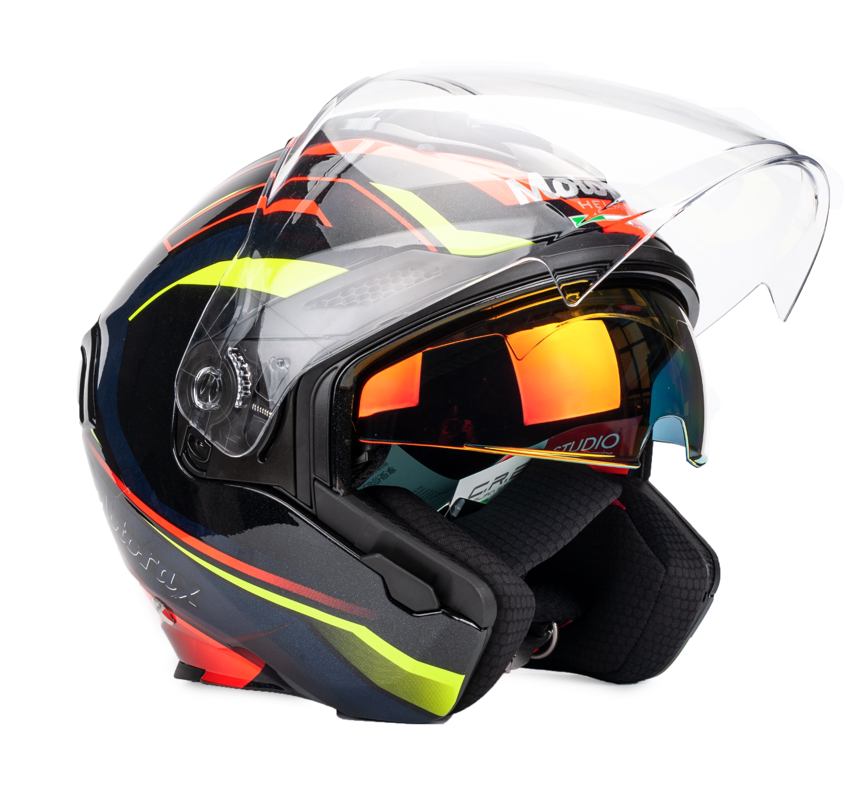 motorax摩雷士机车头盔男电动车锦鲤s30双镜片半盔夏盔四季通用