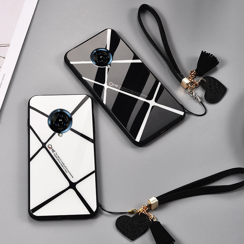 vivonex3手机壳简约格子玻璃镜面nex3全包防摔硅胶软保护套个性创意潮