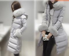 冬季奢华大毛领羽绒服韩版新款修身加厚中长款羽绒服
