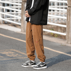 22秋季新款灯芯绒裤子男士束脚裤 宽松休闲美式工装长裤k193-p45图片