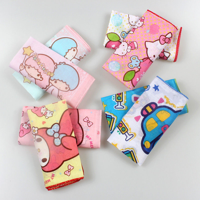 幼儿园用 卡通手帕 单层棉纱 较薄印花儿童手绢 上学用手帕 可爱