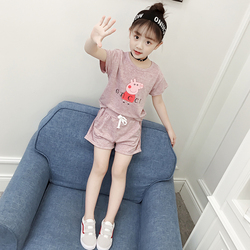 女童夏装2018新款韩版时髦套装儿童短袖运动