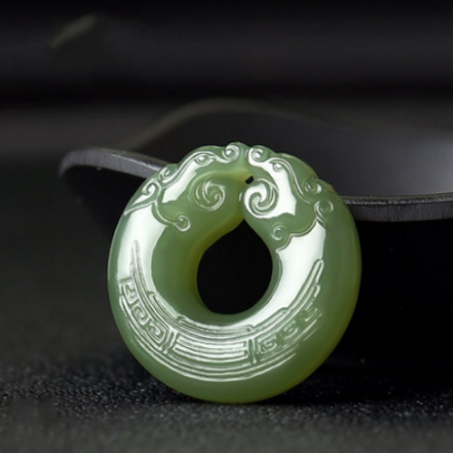 正品天然新疆和田玉男龙牌吊坠青白玉双龙护主挂件霸气生肖龙玉佩