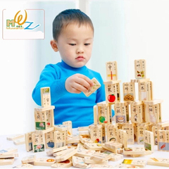 【天天特价】100粒汉字圆角双面多米诺骨牌 儿童认知早教木制玩具
