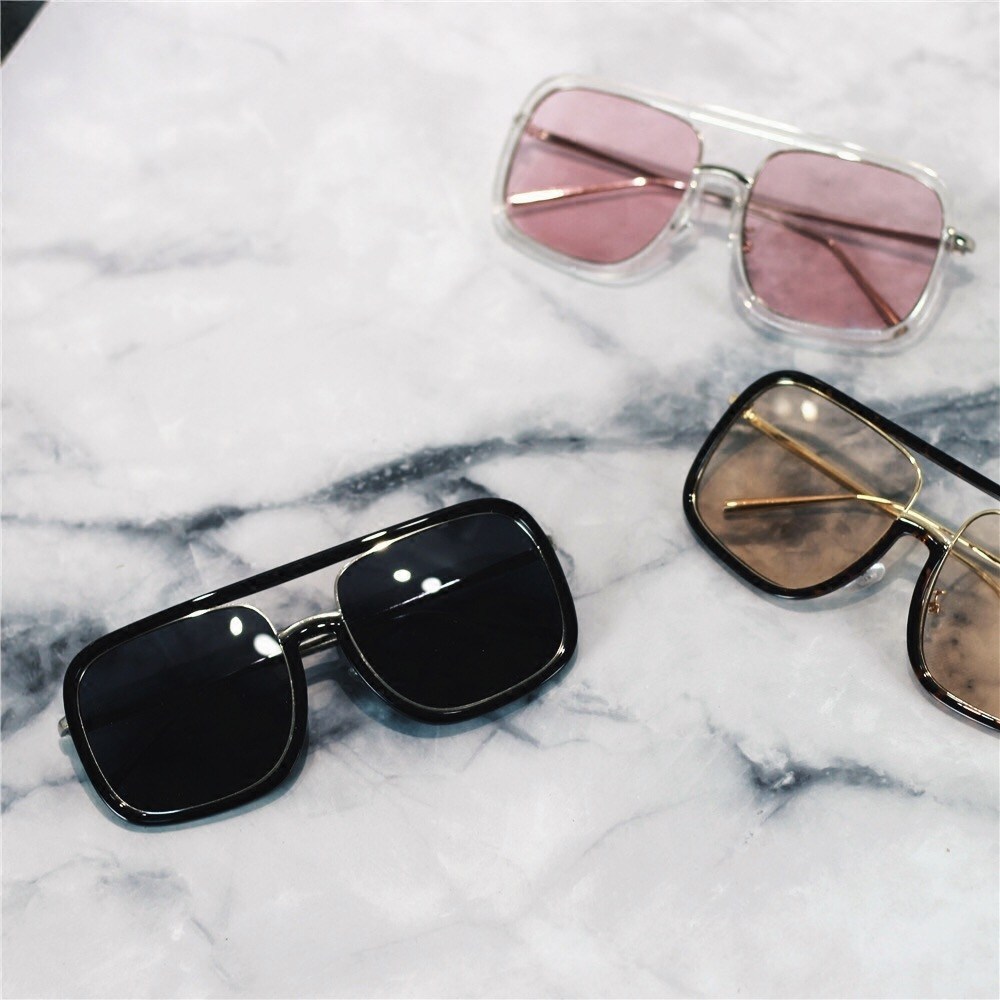 大脸时髦方形边框墨镜视镜大方方框男女网红太阳眼镜