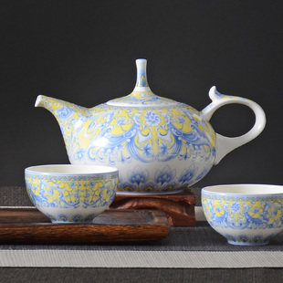 华光陶瓷 骨瓷茶具套装 釉中彩 凤舞和鸣 怡情7头 国宴茶具礼盒
