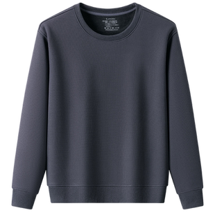 雅鹿男士商务休闲加绒加厚长袖2025新款宽松弹力纯色圆领打底衫