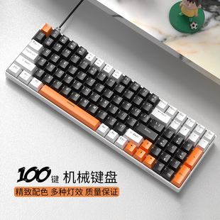 有线100机械键盘鼠标套装紧凑型红轴青笔记本办公打字专用客制化