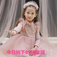 韩国童装女童秋冬新款加厚长袖连衣裙韩版儿童宝宝冬季加绒公主裙