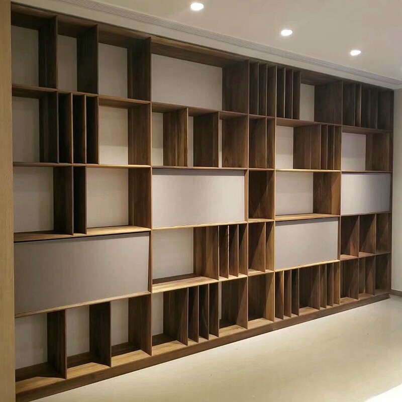 爱绿居北美黑胡桃北欧现代简约组合书柜实木书架展示柜全屋定制